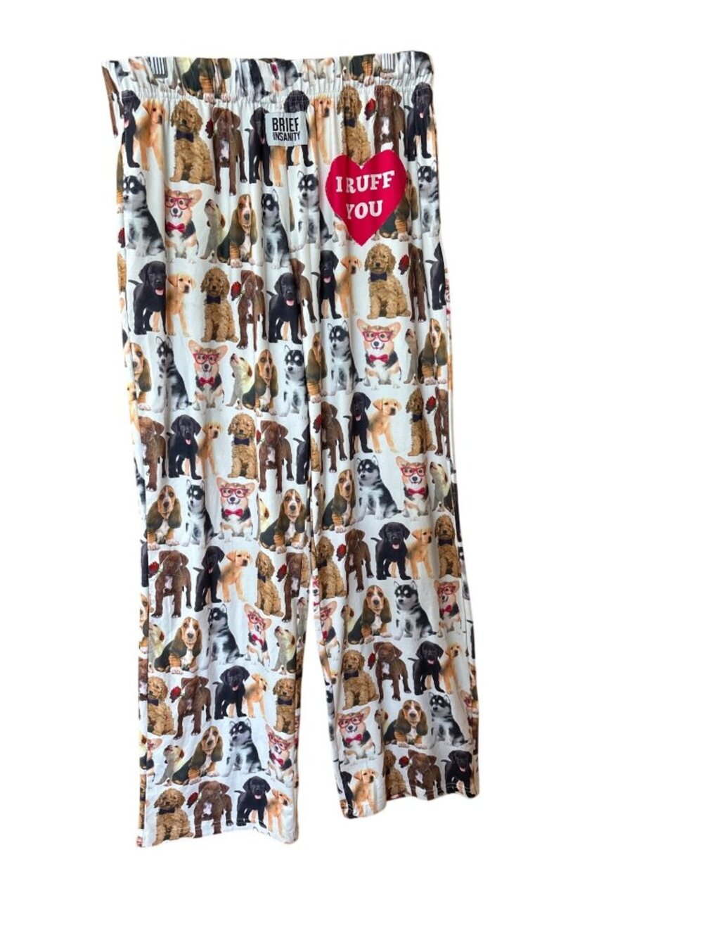 Dog Lover Pajama Pants Brief Insanity XL Polyester Spandex I Ruff You Print